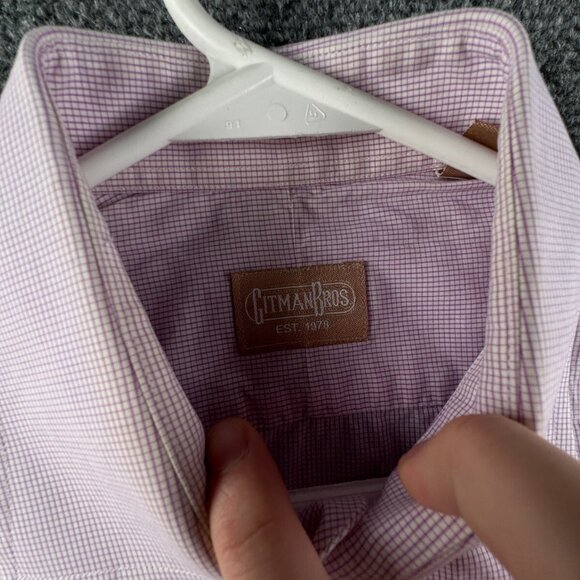 Gitman Bros Button Up Shirt Long Sleeve Men Pink Check 15 34 USA Made Cotton - Picture 9 of 16